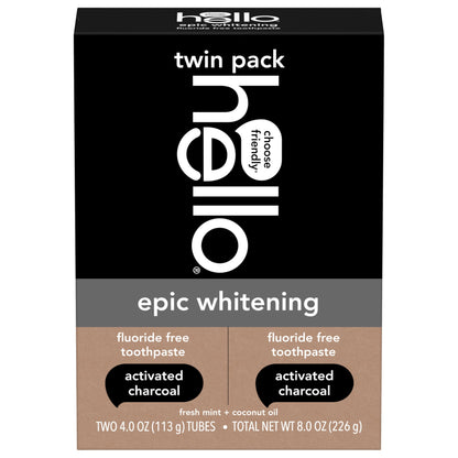Hello Activated Charcoal Toothpaste, Fluoride Free with Activated Charcoal, Teeth Whitening Toothpaste with Fresh Mint and Coconut Oil, No SLS, Vegan, Gluten Free, 3 Pack, 4 OZ Tubes Nirvana Guru