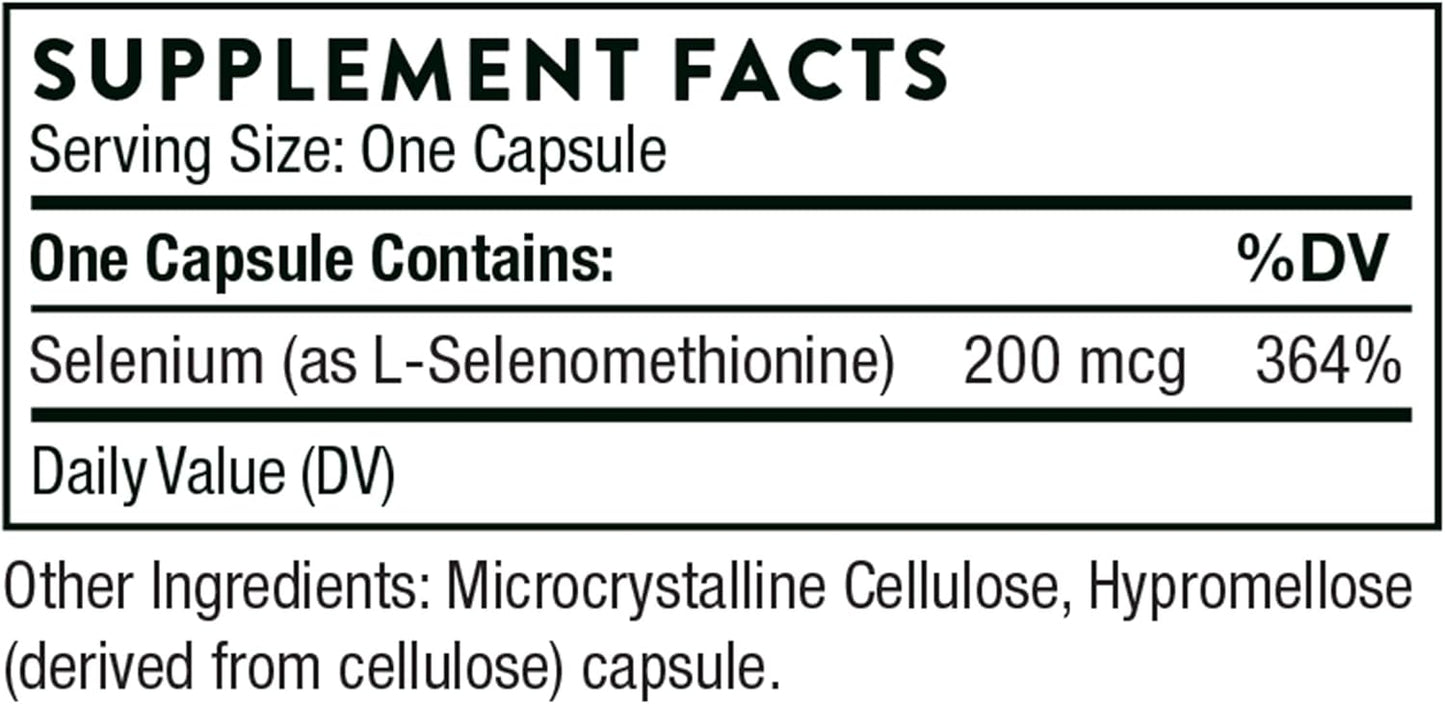 THORNE Selenium - 200 mcg Selenium Supplement for Antioxidant Support* - 60 Capsules - Nirvana Guru