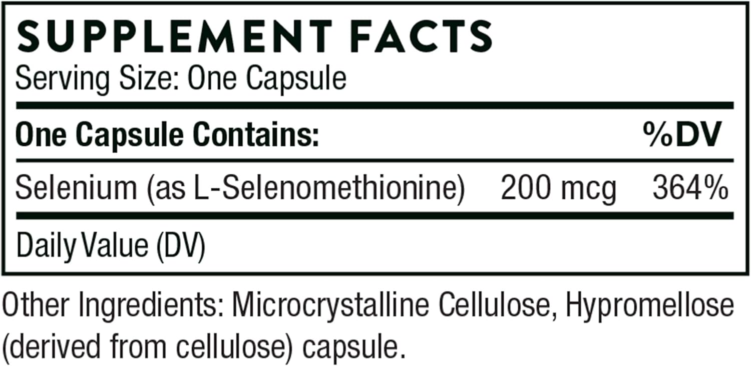 THORNE Selenium - 200 mcg Selenium Supplement for Antioxidant Support* - 60 Capsules - Nirvana Guru