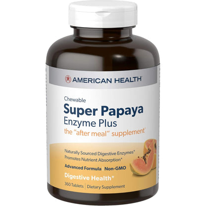 American Health, Super Papaya Enzyme Plus Chewable Tablets, 360 Count Nirvana Guru