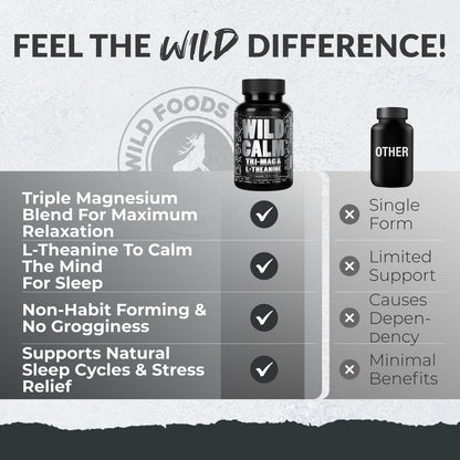 Wild Foods Magnesium Complex Supplement with 7X Forms, 90 Capsules | High Absorption, Full Spectrum, Easy Digestion | 500mg Glycinate, Bisglycinate, Malate, Orotate, Citrate, Taurate Nirvana Guru