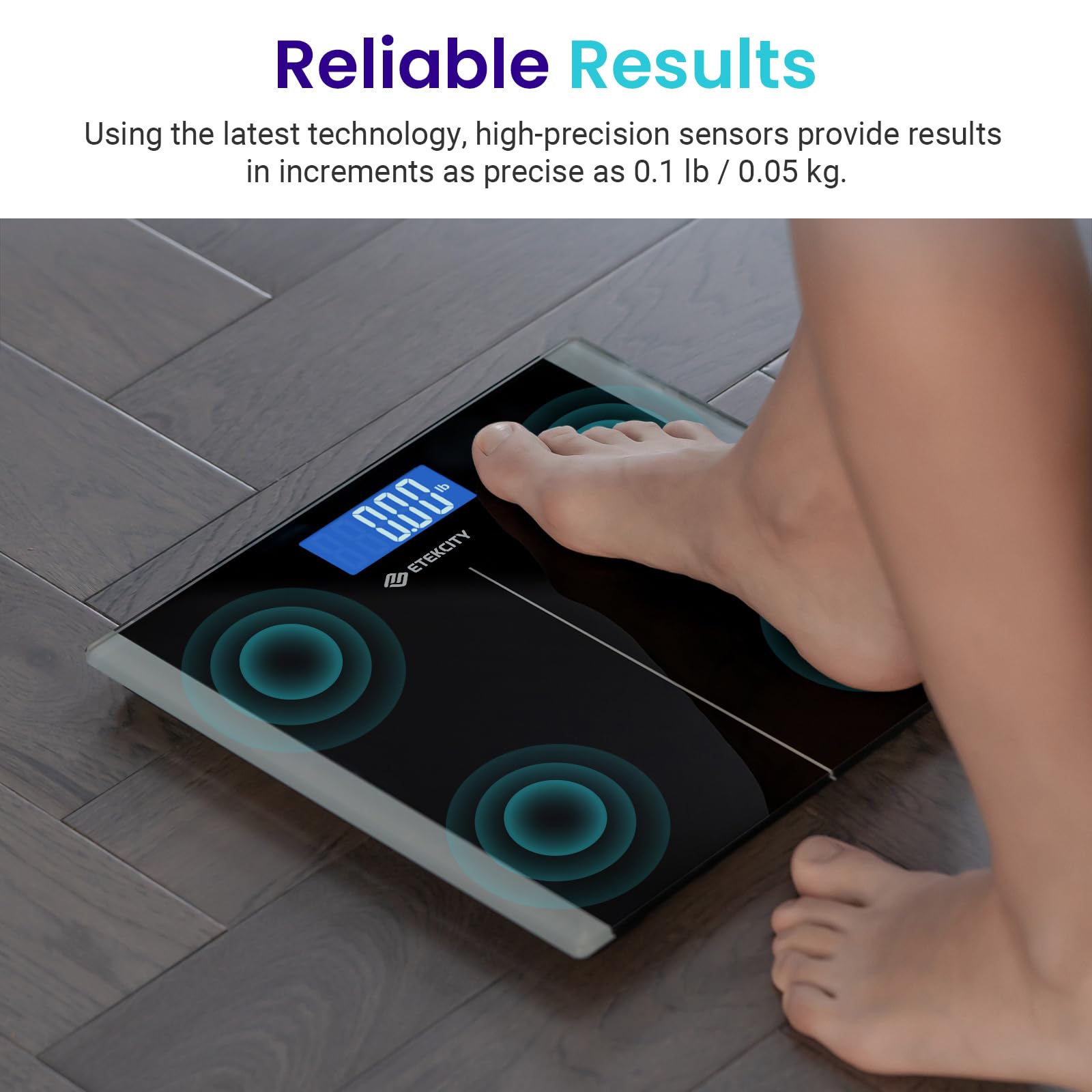 Etekcity Digital Body Weight Bathroom Scale, Large Blue LCD Backlight Display, High Precision Measurements,6mm Tempered Glass, 400 Pounds Nirvana Guru