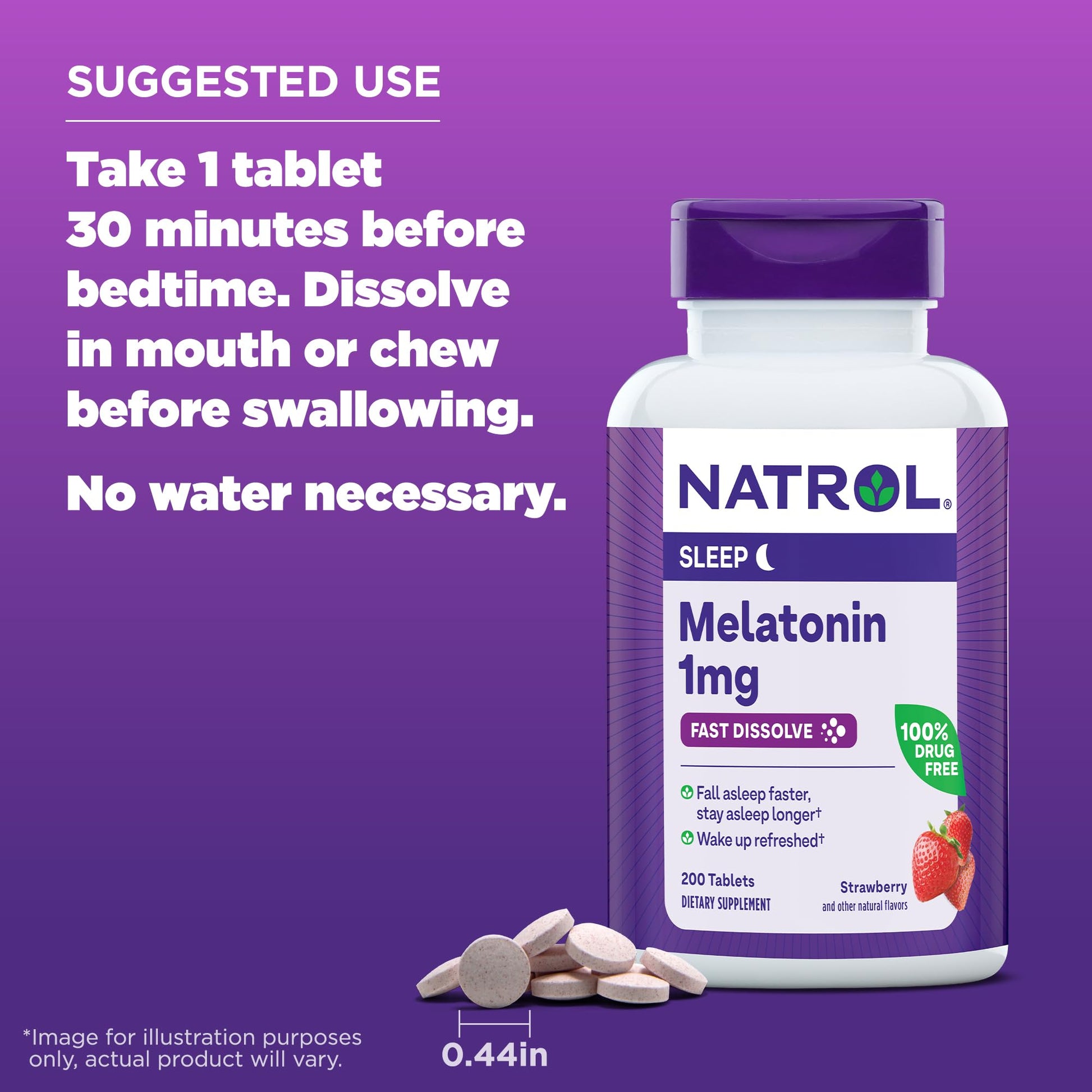 Natrol Fast Dissolve Melatonin 1 mg, Melatonin Supplements for Restful Sleep, Sleep Support for Adults, 90 Strawberry-Flavored Tablets, Up to a 90 Day Supply Nirvana Guru