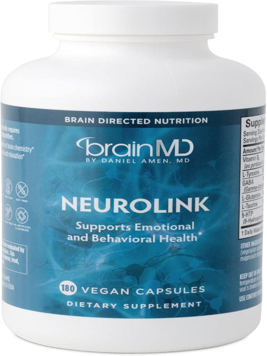Dr Amen BrainMD NeuroLink - 180 Capsules - Promotes Optimal Brain Function, Focus & Concentration - Gluten Free - 45 Servings Nirvana Guru