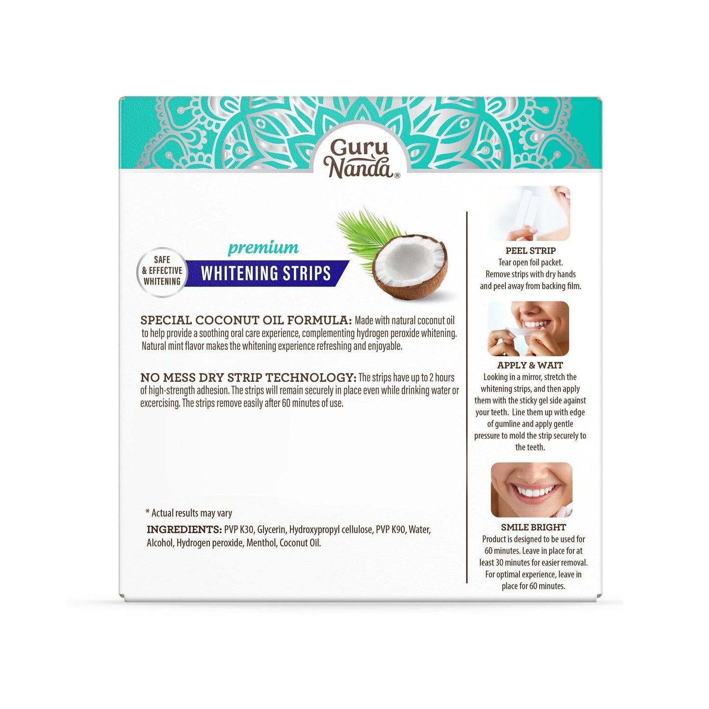 GuruNanda Teeth Whitening Strips - 7-Day Treatment with Non-Slip, Dry Strip Technology - Whitening Designed with Care for a Brighter Smile Nirvana Guru
