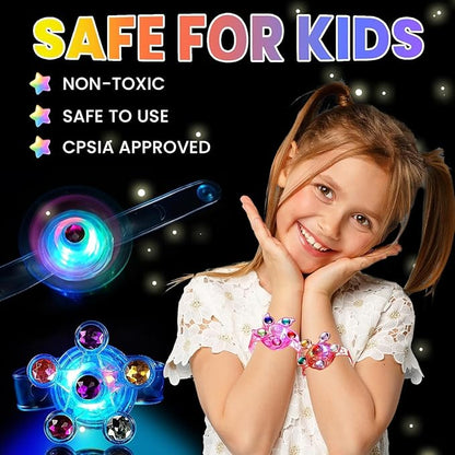 SCIONE 24 Pack LED Light Up Fidget Spinner Bracelets, Glow in The Dark Party Favors for Kids 4-8 8-12, Treasure Box Toys, Birthday Gifts, Carnival Prizes, Halloween Goodie Bags Stuffers for Kids nirvanaguru