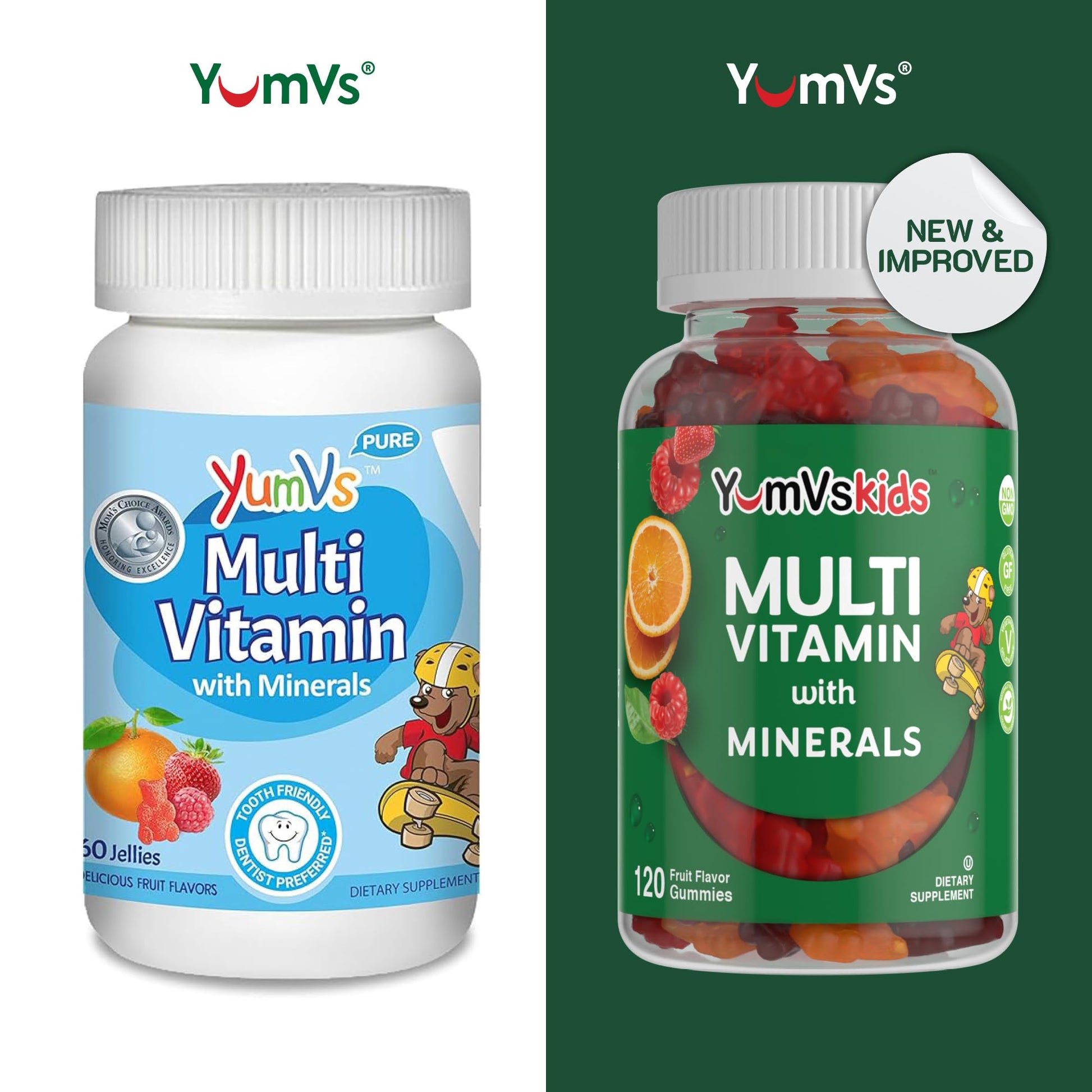 YumVs Kids Multivitamin Gummies - Fruit Flavored Chewable Children's Multivitamin - Kids Vitamins Multivitamin Gummy with 12 Minerals & Vitamins A C D3 E B6 B12 - Kosher Halal Gluten Free (60 Count) - Nirvana Guru