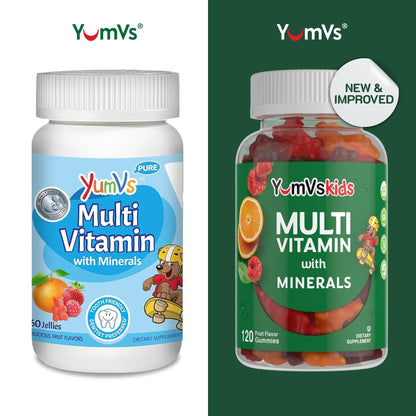 YumVs Kids Multivitamin Gummies - Fruit Flavored Chewable Children's Multivitamin - Kids Vitamins Multivitamin Gummy with 12 Minerals & Vitamins A C D3 E B6 B12 - Kosher Halal Gluten Free (60 Count) - Nirvana Guru
