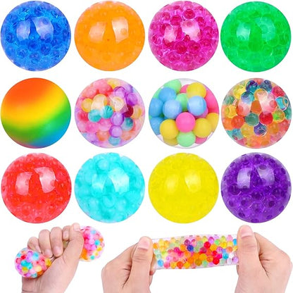 Squishy Balls for Adult Stress Relief - 12pc Set with Squeeze Fidget Balls for Party Favors & Gifts nirvanaguru