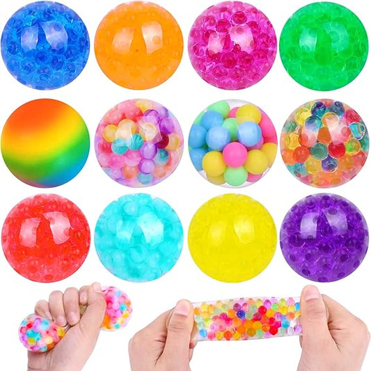 Squishy Balls for Adult Stress Relief - 12pc Set with Squeeze Fidget Balls for Party Favors & Gifts nirvanaguru