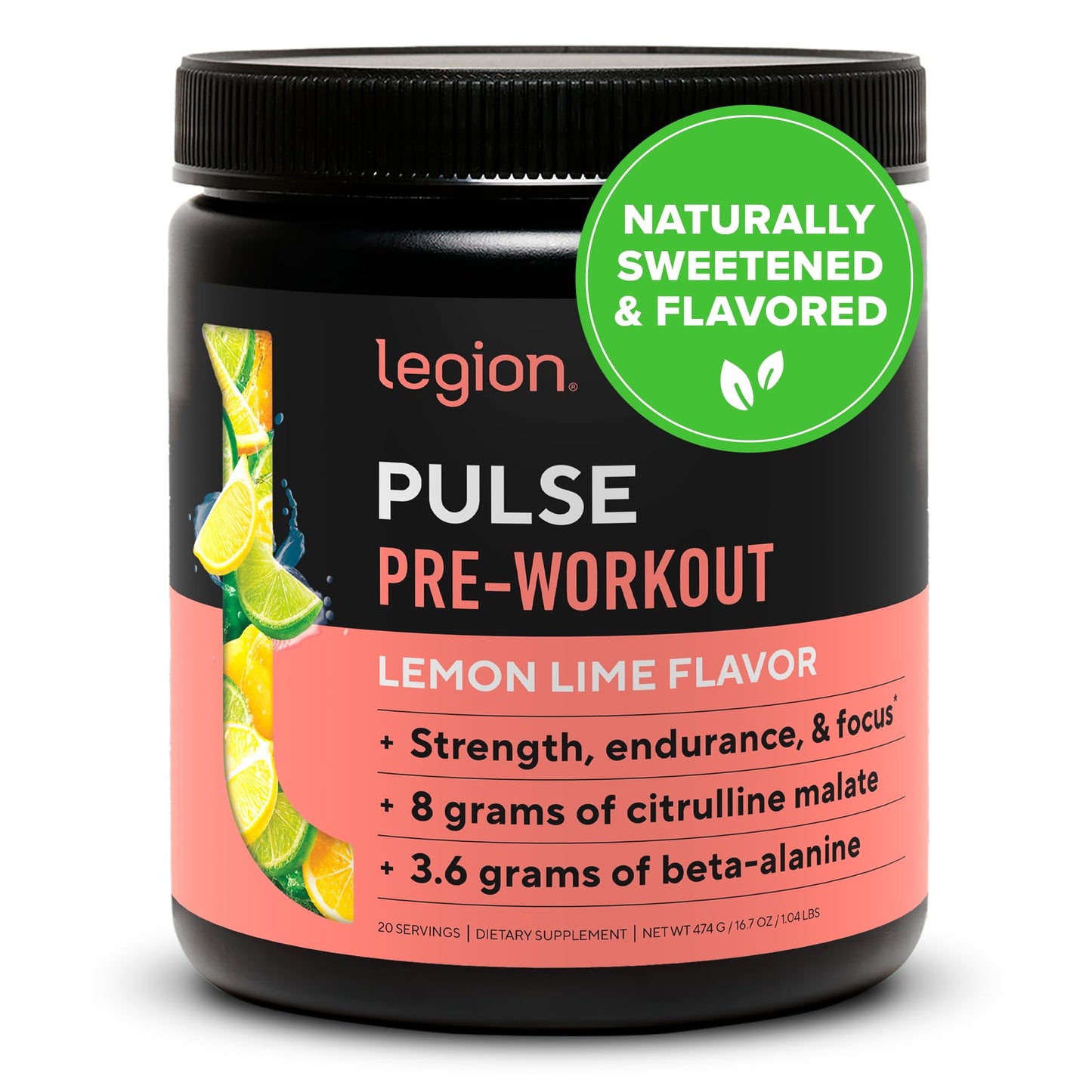 LEGION Pulse Pre Workout Supplement - All Natural Nitric Oxide Preworkout Drink to Boost Energy, Creatine Free, Naturally Sweetened, Beta Alanine, Citrulline, Alpha GPC (Fruit Punch) Nirvana Guru