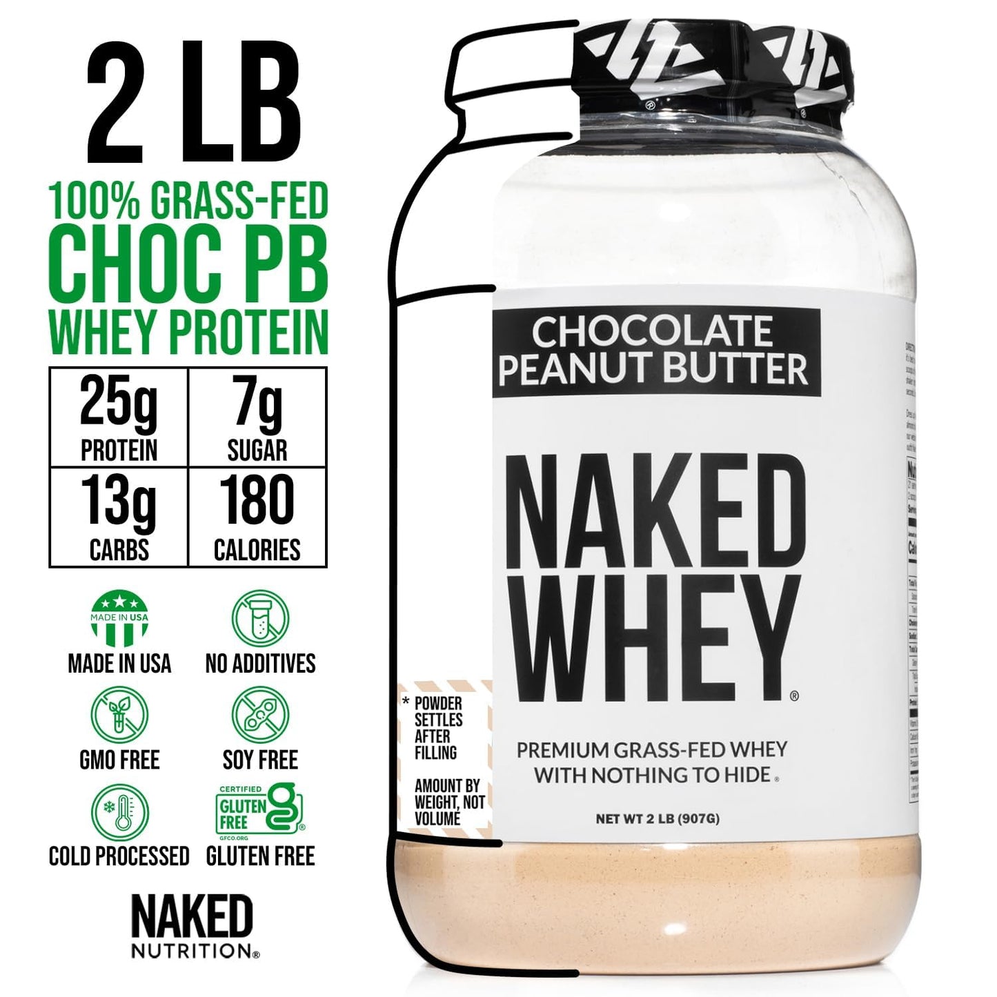 NAKED Whey Vanilla Protein Powder - Only 3 Ingredients - Grass Fed Whey Protein Powder, Vanilla Flavor, and Organic Coconut Sugar, No GMO, No Soy, and Gluten Free - 24 Servings