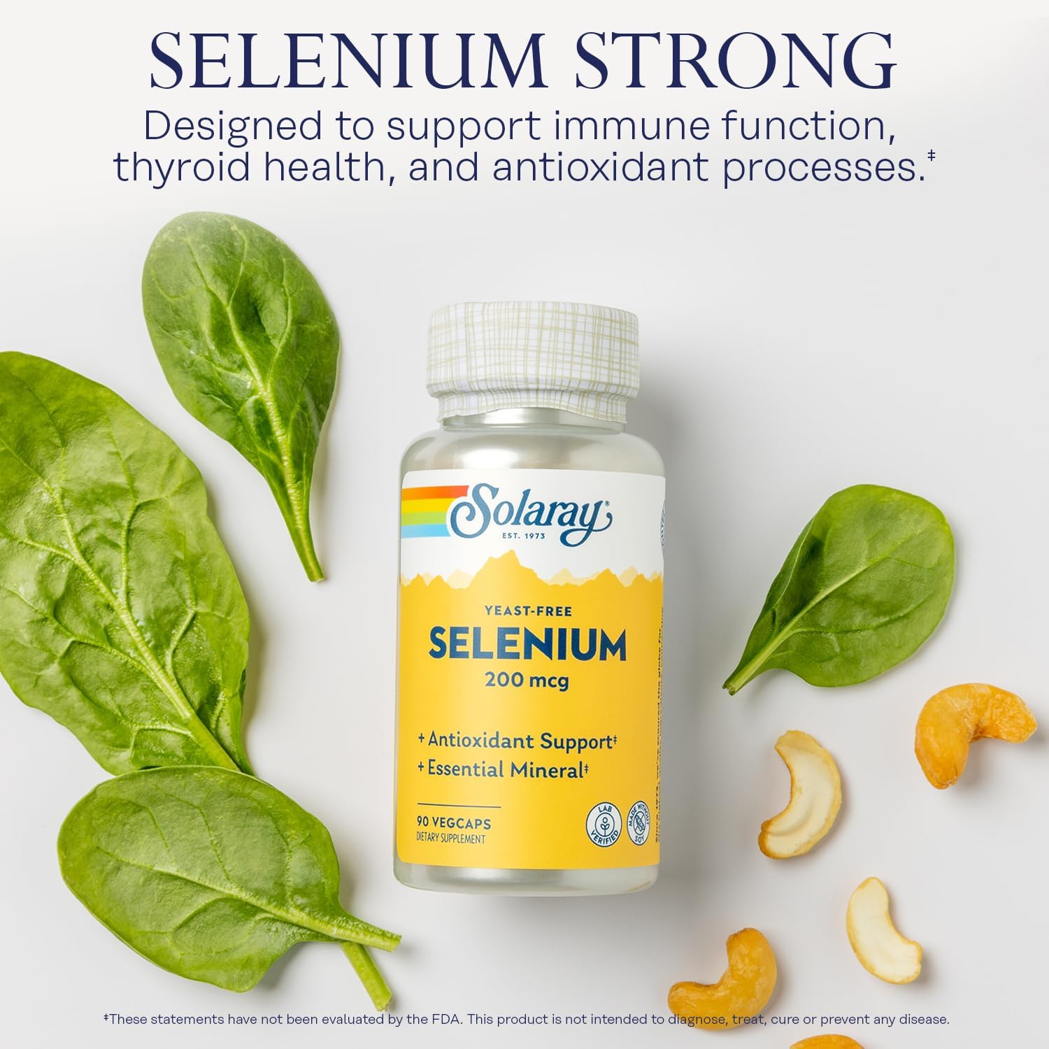Solaray Yeast Free Selenium 200mcg, Selenium Capsules for Healthy Thyroid Function & Immune Support, High Absorption Supplement, Vegan, 90 Servings, 90 VegCaps Nirvana Guru