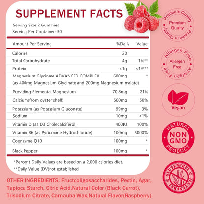 Magnesium Glycinate Gummies - Sugar Free Magnesium Supplements for Adults and Kids, High Absorption Magnesium Gummies Gelatin Free (60 Count (Pack of 1)) Nirvana Guru