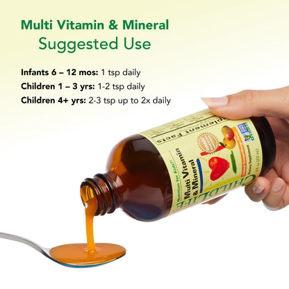 CHILDLIFE ESSENTIALS Kids Multivitamin & Mineral - Kids Vitamins, Liquid Multivitamin for Kids, Toddler Multivitamins, Liquid Vitamins, Baby Multivitamin - Natural Orange & Mango, 8 Fl Oz (Pack of 1)