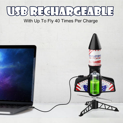 Rocket Launcher for Kids, Self Launching Motorized Air Rocket Toy, Outdoor Toys for Ages 8-12, Model Rockets with Parachute Safely Land, Spaceship Launch up to 200 ft Birthday Gifts for Boys Nirvana Guru