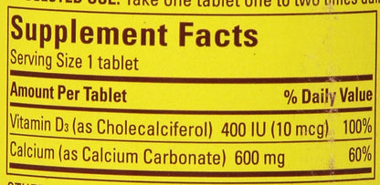 Nature Made Calcium 600 mg with Vitamin D3, Dietary Supplement for Bone Support, 220 Tablets (pack of 1) - Nirvana Guru