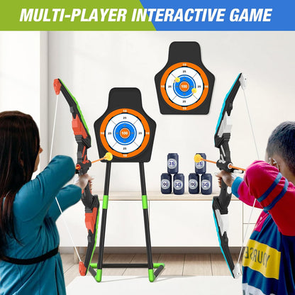 2 Pack Bow and Arrow for Kids, LED Light Up Archery Set with 24 Suction Cup Arrows, 1 Standing Target, 6 Score Targets & 2 Quiver, Indoor Outdoor Sport Gifts for Boys Girls Ages 4-8 Nirvana Guru