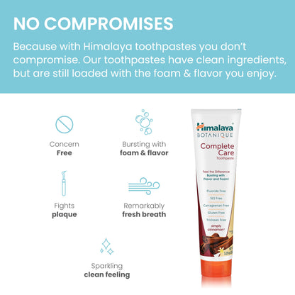 Himalaya Botanique Complete Care Toothpaste, Variety Pack - Fluoride Free Toothpaste for Clean Teeth & Fresh Breath - Vegan, Gluten Free, No Artificial Flavors, 5.29 oz (Pack of 4) - Nirvana Guru