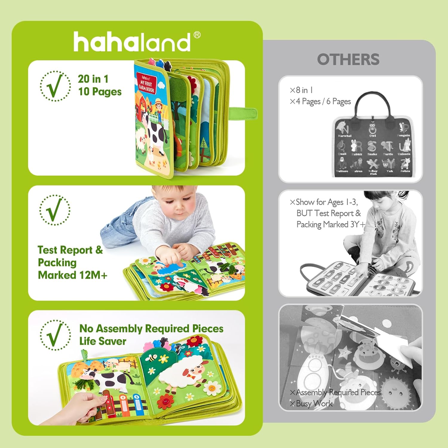 hahaland Busy Book for Toddlers 1-3 - Montessori Toys Busy Board for 1 Year Old Boy Gifts Girl Toys Educational Learning Quiet Activity Books Travel Toy One Year Old Birthday Christmas Toddler Gifts Nirvana Guru