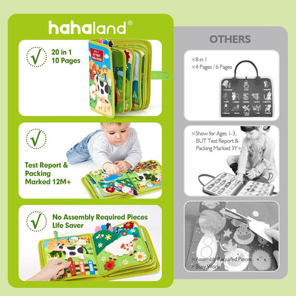 hahaland Busy Book for Toddlers 1-3 - Montessori Toys Busy Board for 1 Year Old Boy Gifts Girl Toys Educational Learning Quiet Activity Books Travel Toy One Year Old Birthday Christmas Toddler Gifts Nirvana Guru