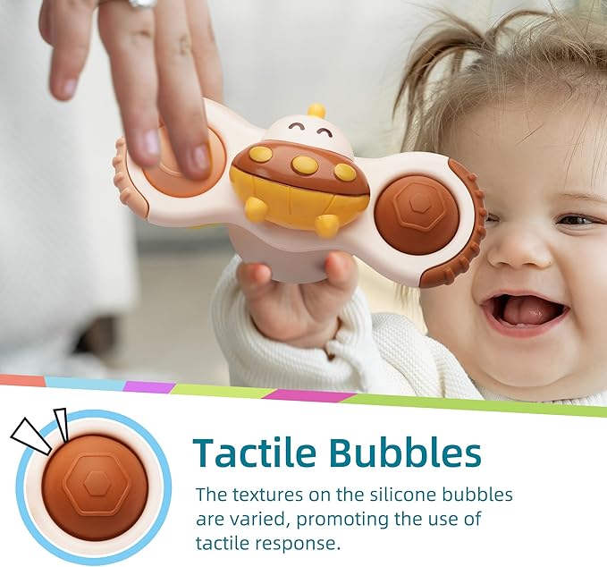 LiKee Strong Suction Cup Fidget Rotating Sensory Bath Toys for Baby 12 18 Months Airplane Car Travel Table & Window Toys for 1 2 Years Old Toddler Boys and Girls (Space-2) nirvanaguru