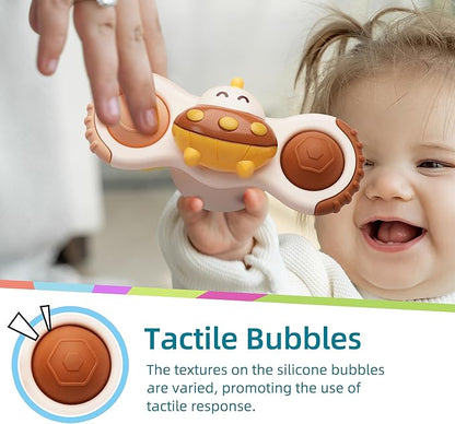 LiKee Strong Suction Cup Fidget Rotating Sensory Bath Toys for Baby 12 18 Months Airplane Car Travel Table & Window Toys for 1 2 Years Old Toddler Boys and Girls (Space-2) nirvanaguru