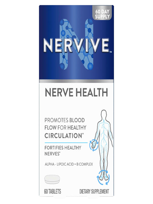 Nervive Nerve Health, with Alpha Lipoic Acid, to Fortify Nerve Health and Function in Fingers, Hands, Toes, & Feet*, and Support Healthy Circulation, ALA, Vitamins B12, B6, & B1, 30 Tablets Nirvana Guru
