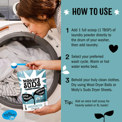 Molly's Suds Super Powder Detergent | Extra Strength Laundry Soap, Stain Fighting | Sensitive Skin | Simple, Effective Ingredients | 60 Loads - Lavender
