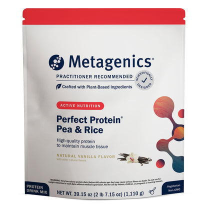 Metagenics Perfect Protein Pea & Rice - Featuring OptiProtein, a Balanced Combination of Proprietary Pea and Rice Protein with Added BCAAs - Vanilla Flavor - 30 Servings - 39.15 Oz - Nirvana Guru