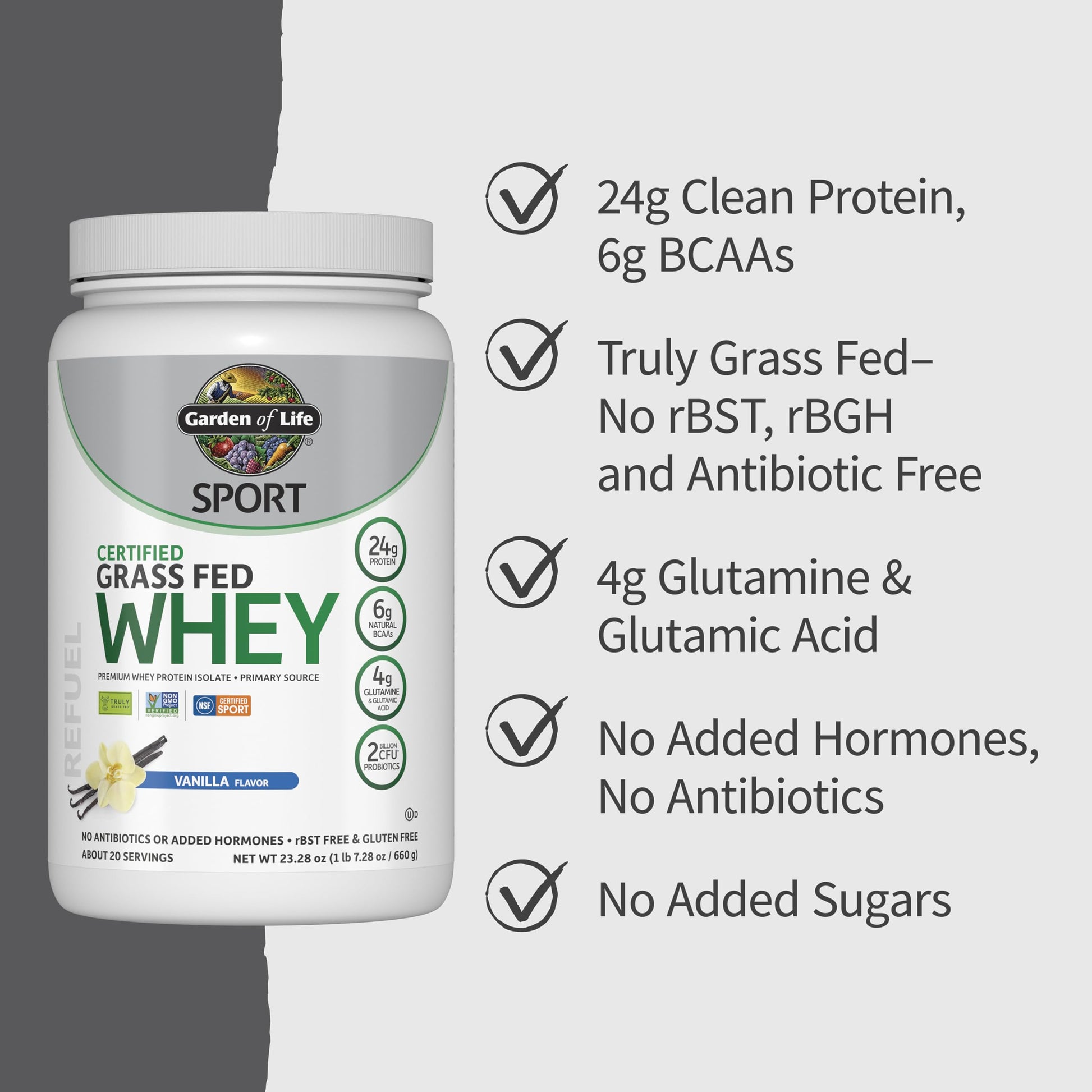 Garden of Life Sport Whey Protein Powder Chocolate, Premium Grass Fed Whey Protein Isolate Plus Probiotics for Immune System Health, 24g Protein, Non GMO, Gluten Free, Cold Processed - 20 Servings - Nirvana Guru