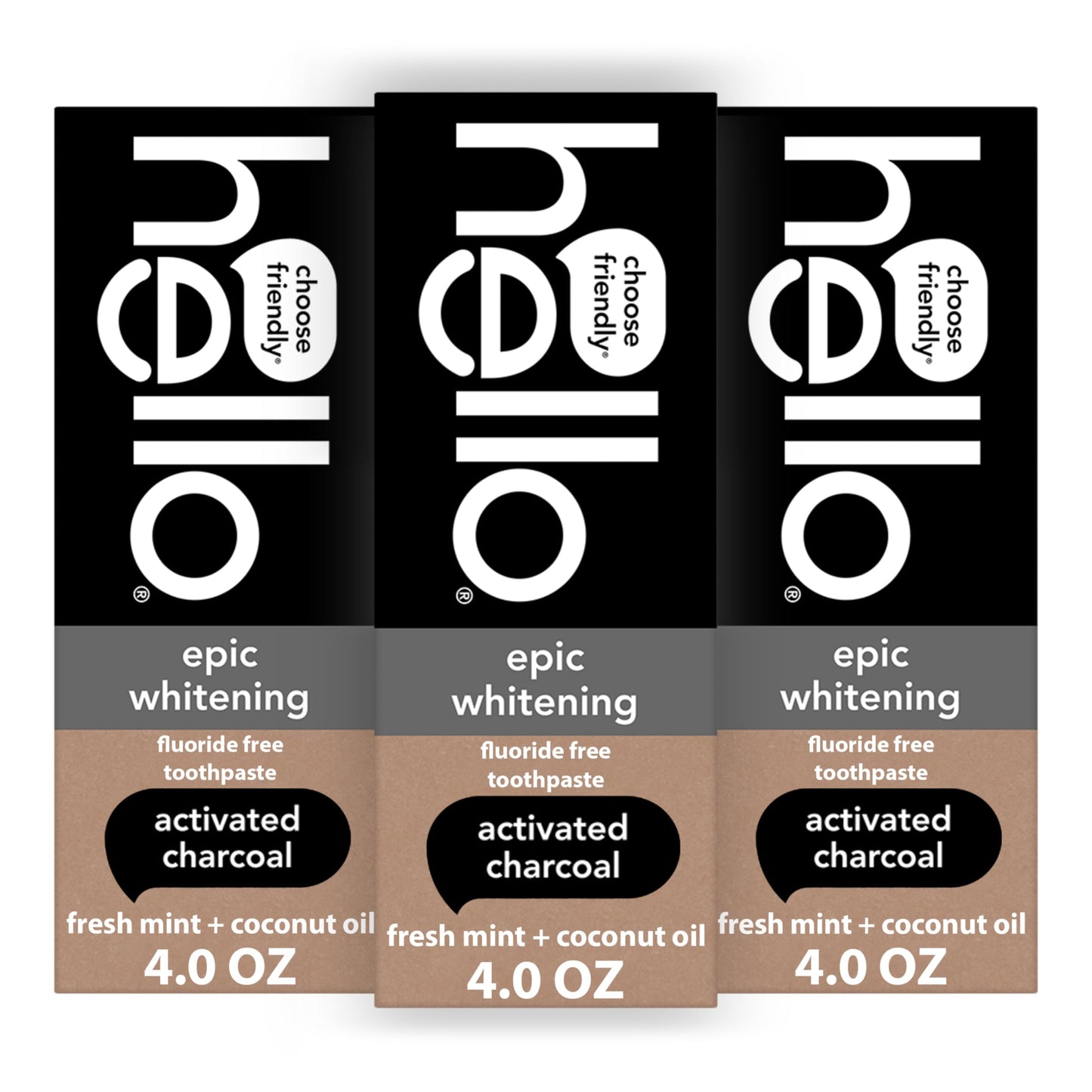 Hello Activated Charcoal Toothpaste, Fluoride Free with Activated Charcoal, Teeth Whitening Toothpaste with Fresh Mint and Coconut Oil, No SLS, Vegan, Gluten Free, 3 Pack, 4 OZ Tubes Nirvana Guru