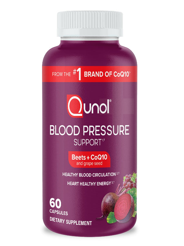 Qunol Blood Pressure Support, 3 in 1 Beets + CoQ10 + Grape Seed Extract, Beet Root Capsules That Supports Healthy Blood Circulation & Heart Healthy Energy, 60 Count (Pack of 1) - Nirvana Guru