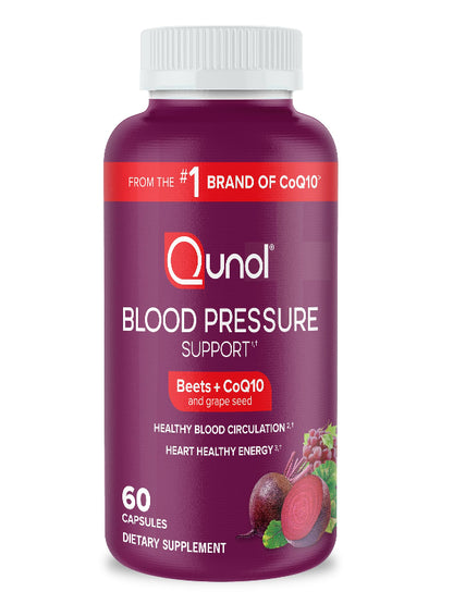 Qunol Blood Pressure Support, 3 in 1 Beets + CoQ10 + Grape Seed Extract, Beet Root Capsules That Supports Healthy Blood Circulation & Heart Healthy Energy, 60 Count (Pack of 1) - Nirvana Guru