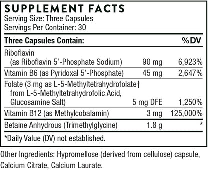 THORNE Methyl-Guard Plus - Active folate (5-MTHF) with Vitamins B2, B6 & B12 - Supports methylation & Healthy Level of homocysteine* - Gluten, Dairy & Soy-Free - 90 Capsules - Nirvana Guru
