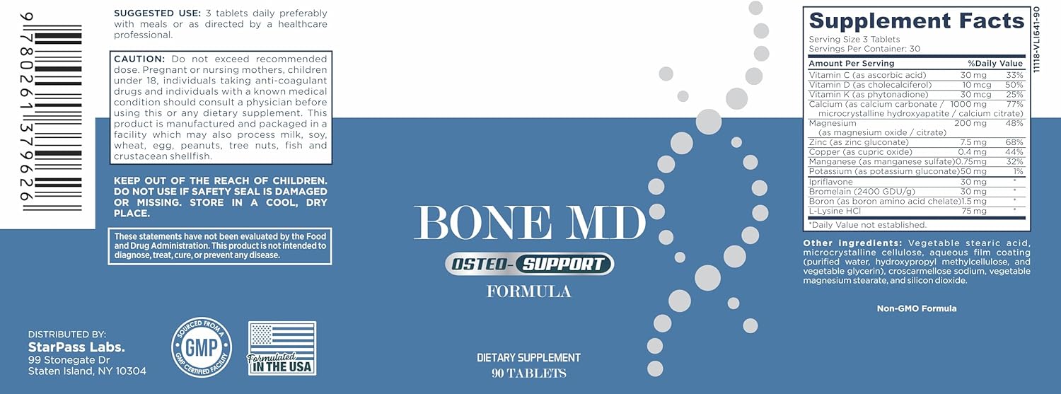 Bone MD Osteo Strength Ultimate Health Support | Supplement for Women and Men | Promote Density 90 Tablets Nirvana Guru