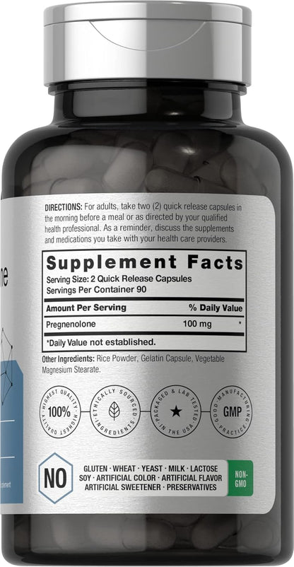 Horbäach Pregnenolone 100mg | 180 Capsules | Non-GMO and Gluten Free Supplement - Nirvana Guru
