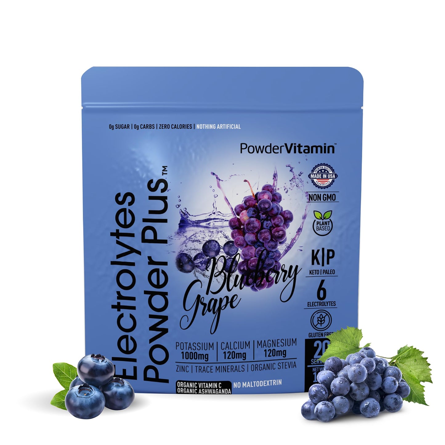PowerVitamin Lemonade Electrolytes Powder No Sugar for Daily Energy - Keto Electrolytes - Hydration Powder with 1000mg Potassium, 120mg Calcium, Magnesium, Organic Vitamin C, 100 Servings