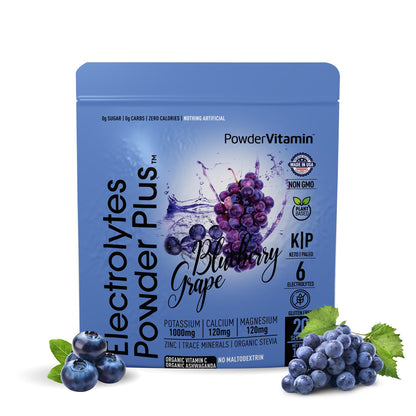 PowerVitamin Lemonade Electrolytes Powder No Sugar for Daily Energy - Keto Electrolytes - Hydration Powder with 1000mg Potassium, 120mg Calcium, Magnesium, Organic Vitamin C, 100 Servings