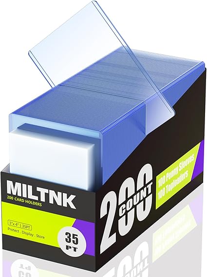 200 Pack Card Sleeves Toploaders, Hard Plastic Top Loaders, Baseball Sports Trading PKM Card Holder Protectors (100 Toploaders + 100 Sleeves) nirvanaguru