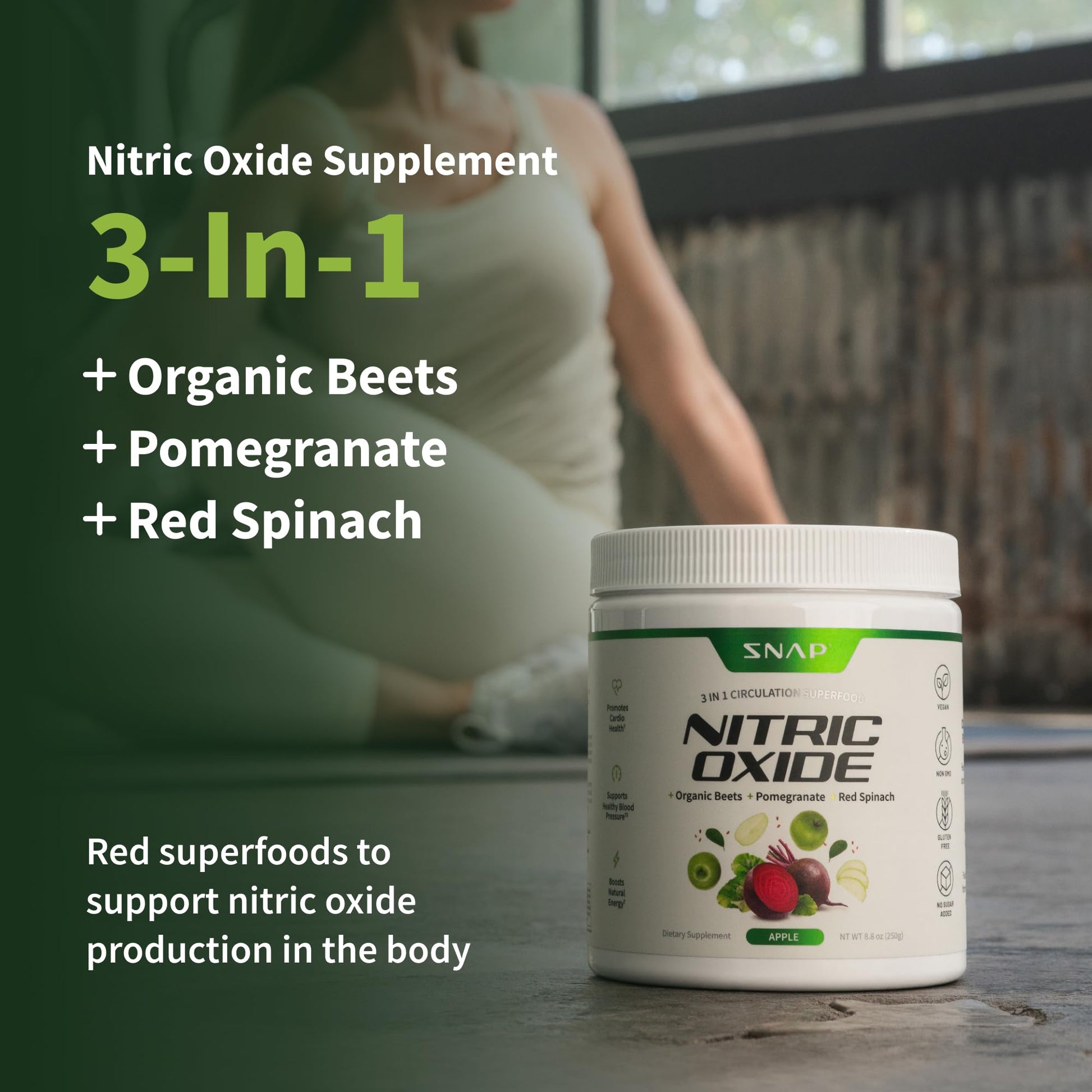 Snap Supplements Organic Beet Root Powder, Nitric Oxide Supplements for Men & Women, Beets, Pomegranate, B Vitamins & Red Spinach, Energy, Heart Health & Circulation Support, 30 Servings, Mixed Berry Nirvana Guru