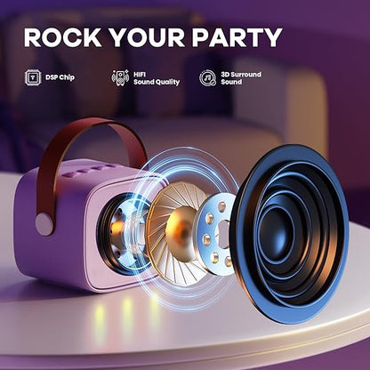 YLL Mini Karaoke Machine with 2 Wireless Microphones, TOP Kids Gifts for Girls Ages 3, 4, 5, 6, 7, 8, 9, 10, 11, 12 +Years Old, 4-12th Birthday Toy Gift for Girls Boys Party (Purple) nirvanaguru