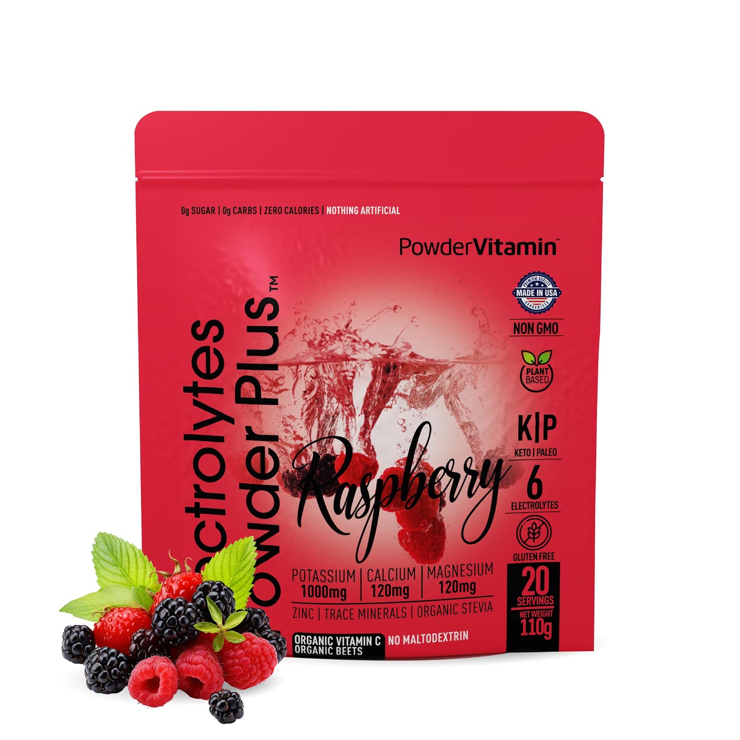 PowerVitamin Lemonade Electrolytes Powder No Sugar for Daily Energy - Keto Electrolytes - Hydration Powder with 1000mg Potassium, 120mg Calcium, Magnesium, Organic Vitamin C, 100 Servings