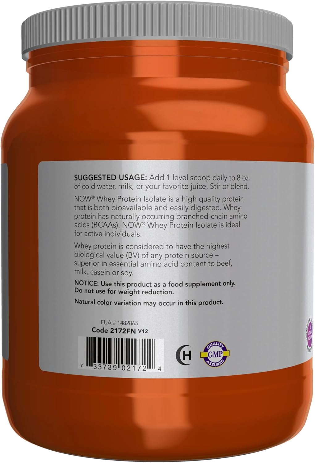 NOW Foods Sports Nutrition, Whey Protein Isolate, 25 g With BCAAs, Unflavored Powder, 1.2-Pound - Nirvana Guru