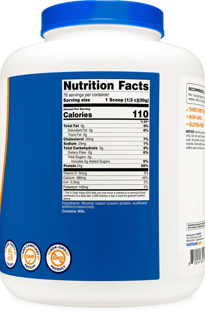 Nutricost Casein Protein Powder 2lb - Micellar Casein, Gluten Free, Non-GMO (Unflavored) - Nirvana Guru