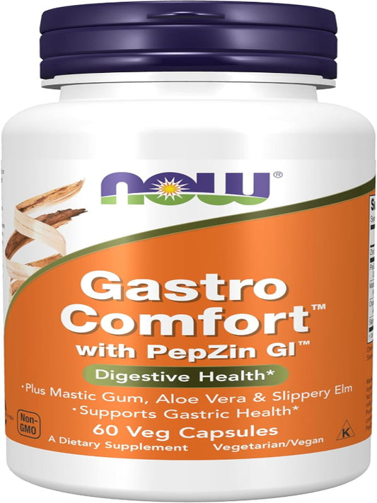NOW Foods Supplements, Gastro Comfort, plus Mastic Gum, Aloe Vera and Slippery Elm, 60 Veg Capsules Nirvana Guru