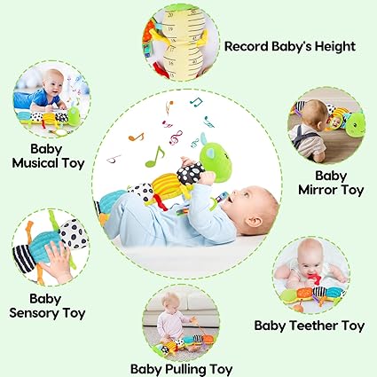 Baby Sensory Toy 0-6 Month Music Animal Stuffed Plush Caterpillar Toy for Infant 0-3-6 Month Tummy Time with Baby Mirror Crinkle Rattle for 6-12 Month Carseat Toys for Newborn Boys Girls Shower Gifts nirvanaguru