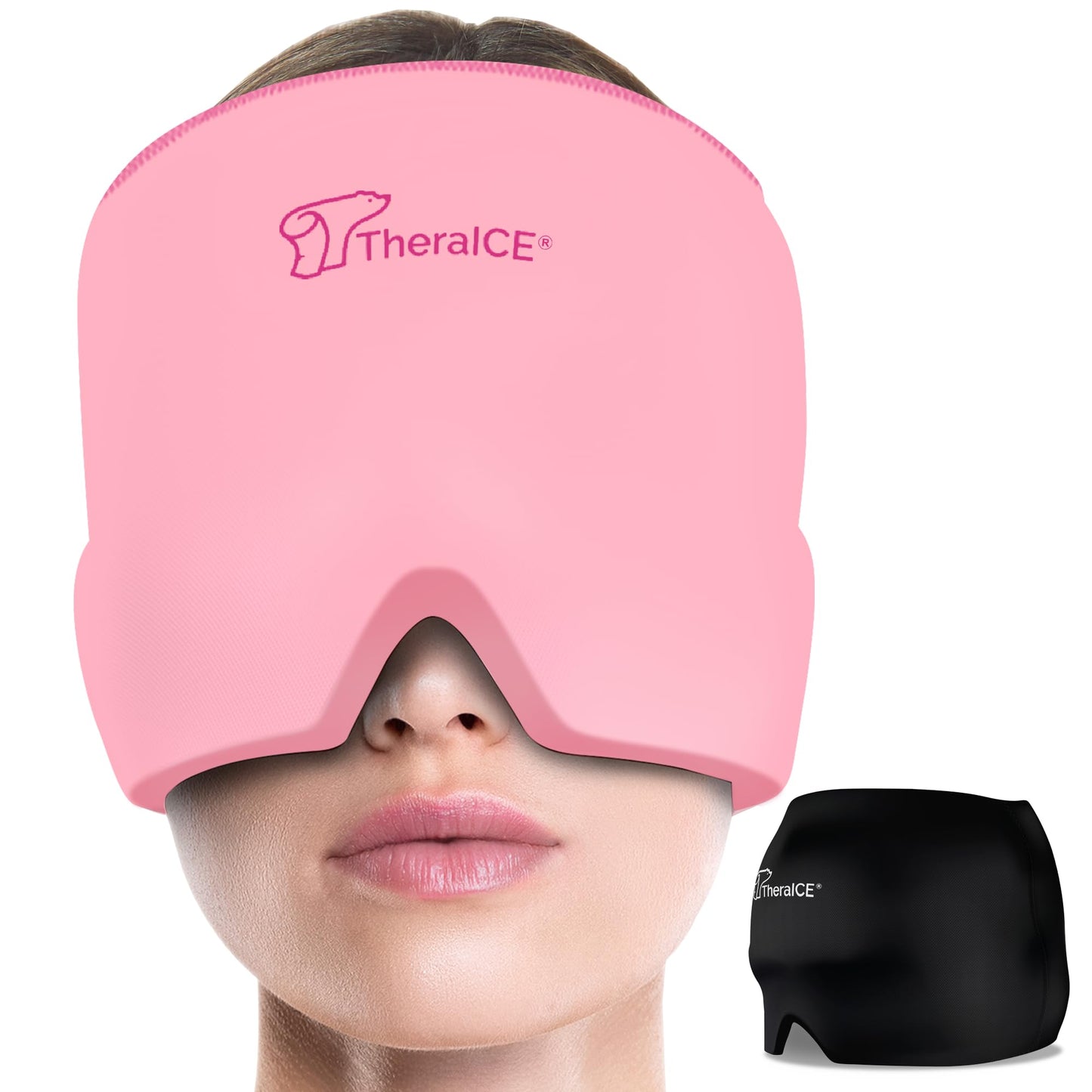 TheraICE Migraine Relief Cap, Soothing Headache Hat Ice Pack Mask, Face Cold Compress Cooling Gel Head Wrap Products for Tension, Stress & Hangover