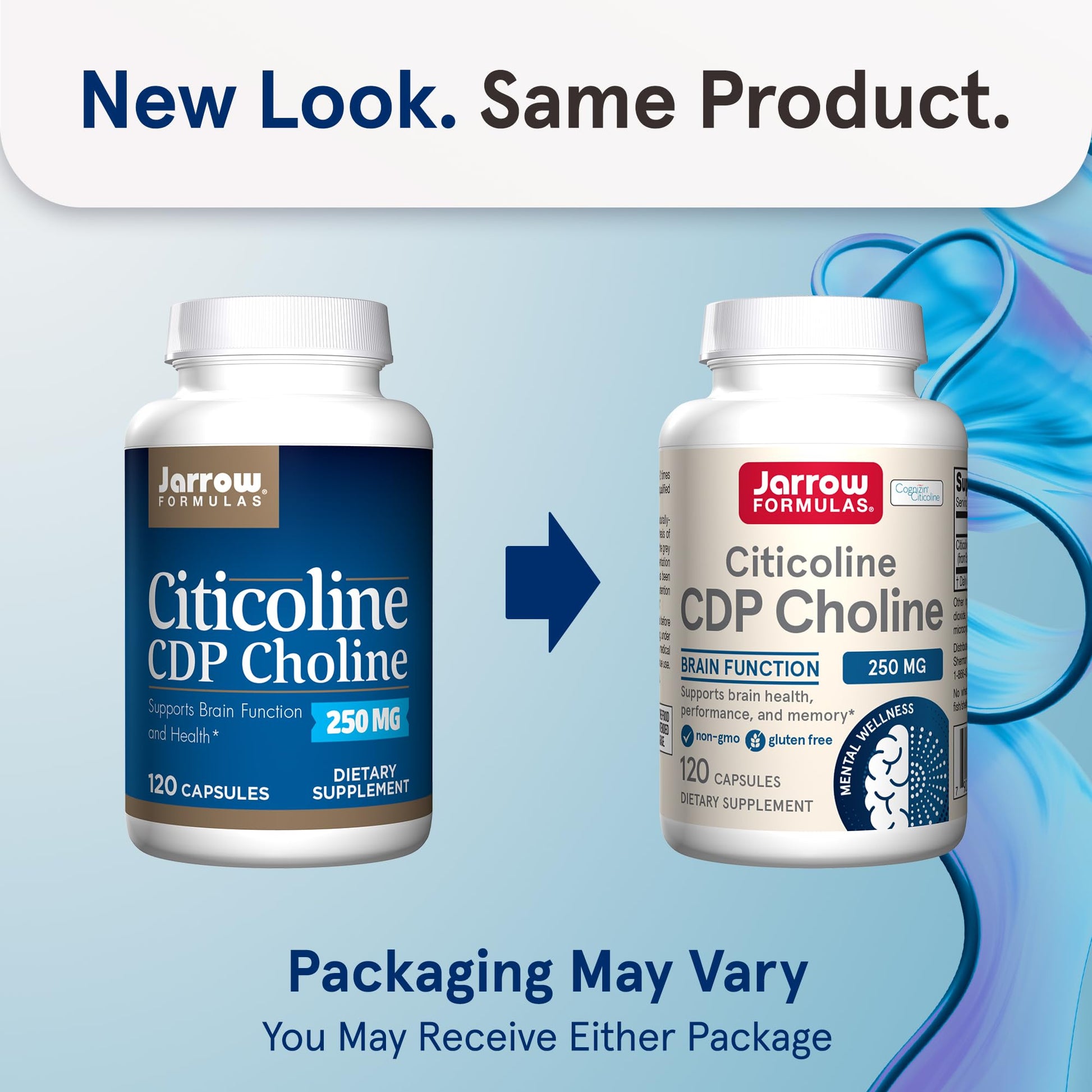 Jarrow Formulas Citicoline CDP Choline 250 MG, CDP Choline Supplement Supports Brain Health, Performance and Memory, 120 Capsules, Up to a 120 Day Supply - Nirvana Guru