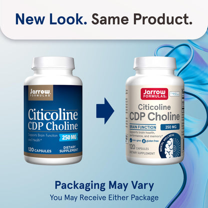 Jarrow Formulas Citicoline CDP Choline 250 MG, CDP Choline Supplement Supports Brain Health, Performance and Memory, 120 Capsules, Up to a 120 Day Supply - Nirvana Guru